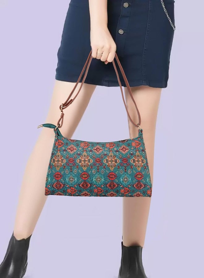 Daniel Clark حقيبة كتف متعددة الجيوب من دانيال كلارك، مزينة بطبعة زهور وحزام قابل للتعديل، مع جيب خلفي بسحاب. - Image 3